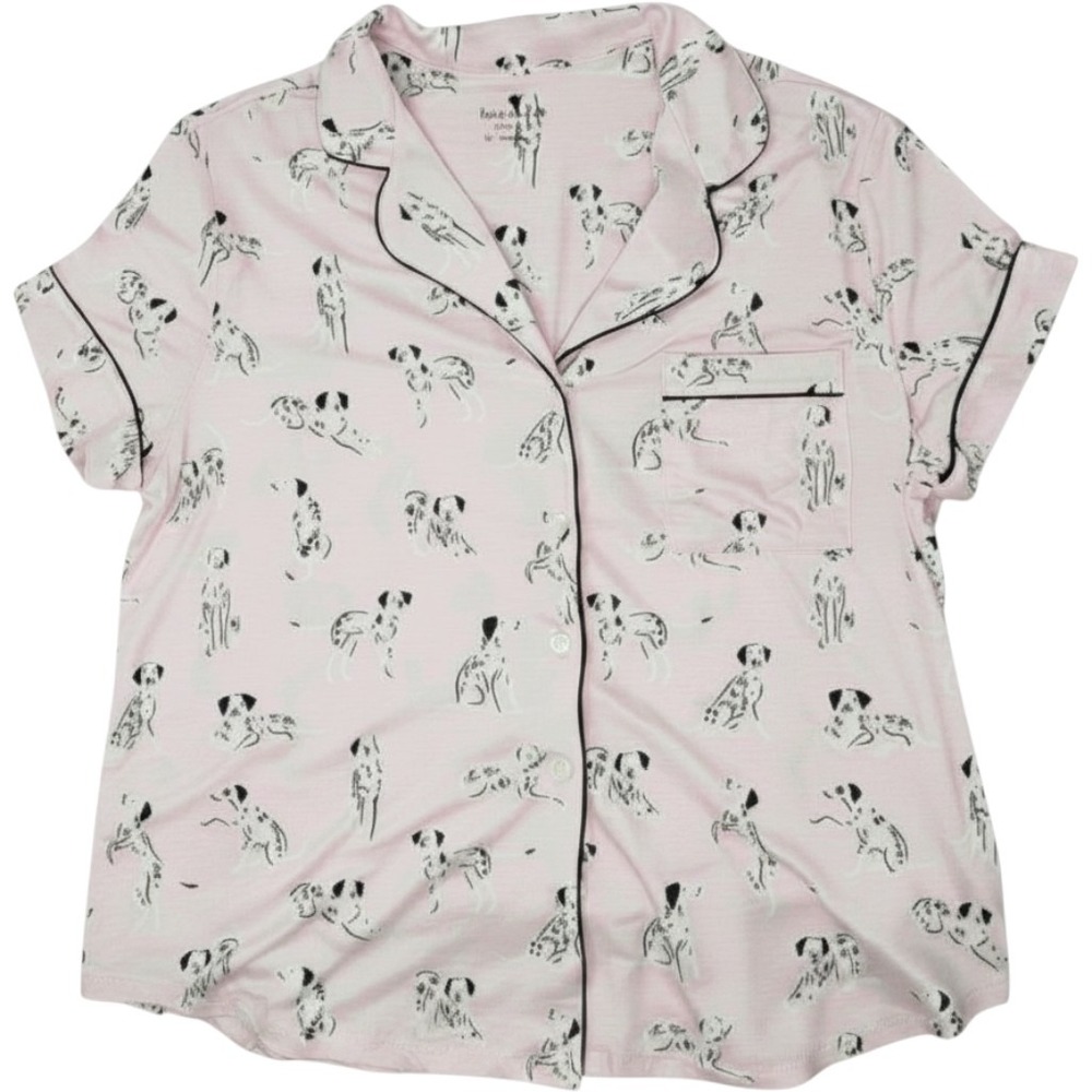 Kate Spade Pajama Set Womens XL Pink New Dalmatian Print Short Sleeve Shorts